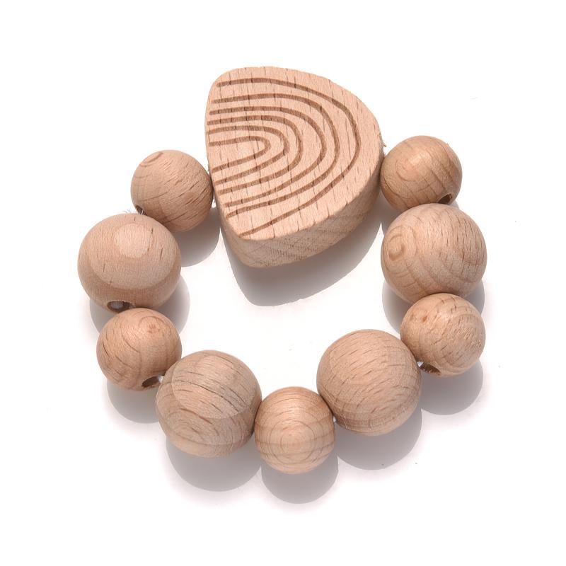 Baby Beech Wood Pacifier Clip Hand Ring Set Wooden Round Bead Soother Nipple Chain For Nursing Toy Infant Teether Teething Chain