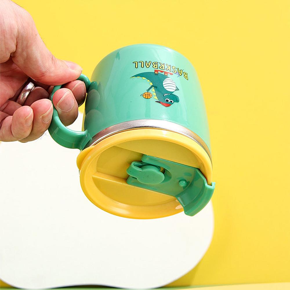 280ml Dětský hrneček na krmení s dinosaurem Nerezová termoska Hrneček se slámkou Dětský hrneček na mléko Proti horku a úniku Batolecí láhev na vodu