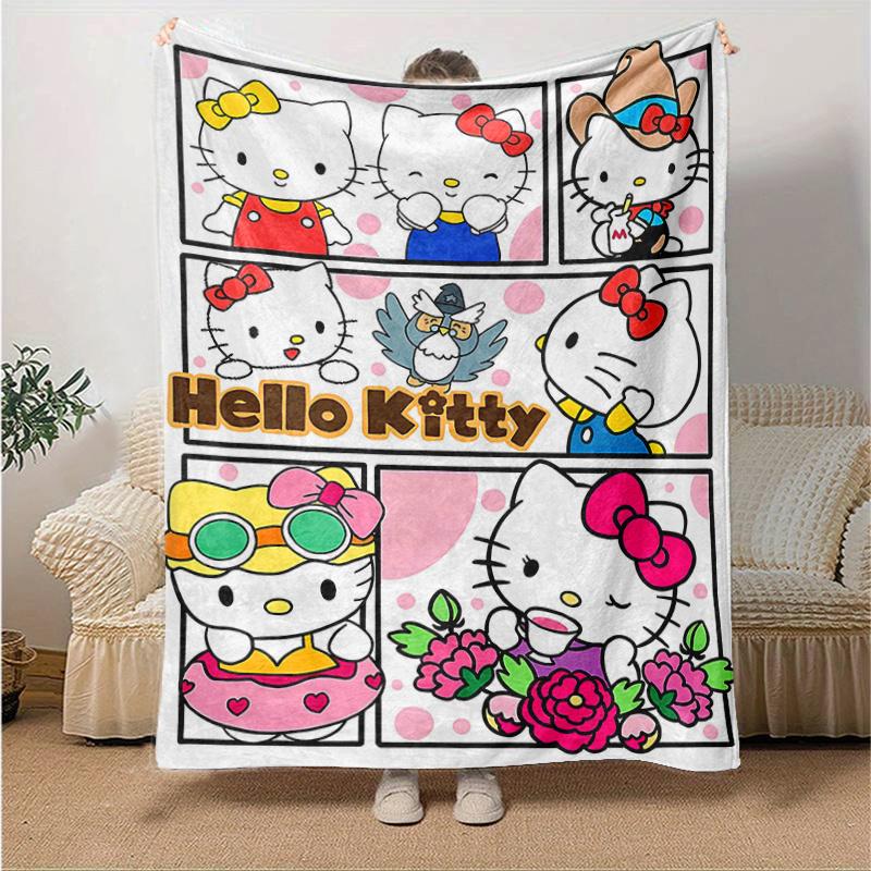 

1pc Hello Kitty Collection Blanket, Soft Throw Blanket, Perfect for Couch or Travel Use, Living Room, Travel, Camping, Car Blankets, Beach, Office Nap 130x150cm