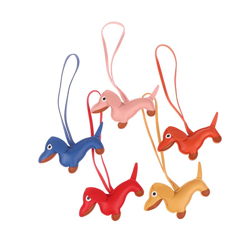 1Pc Men'S Car Dachshund Keychain Pu Leather Dog Keychains  For Women
