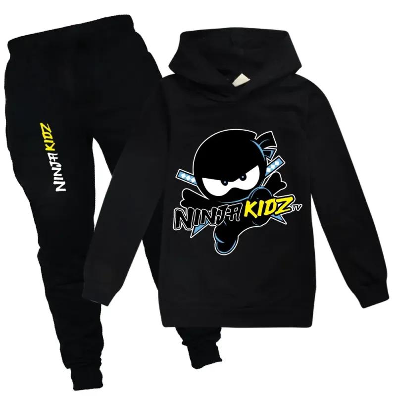 Ninja Gutter Klær Sett Vår Høst Mote Hettegensere Treningsdress NINJA KIDZ T-skjorte med hette Dress Barn Barn Jente Sweatshirt