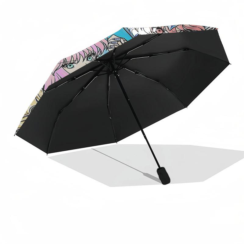 1pc Saint Seiya Myth Cloth: Athena & Phoenix, Auto Open Umbrella, Portable Tri-Fold Design, 8-Bone Iron Frame Outdoor Umbrella, Festival Gift for Fans