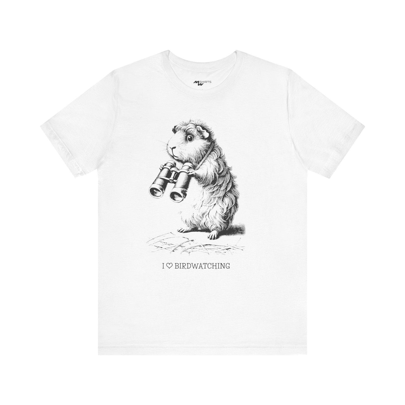 Guinea Pig Birdwatching T-Shirt, Vintage Engraving Style S