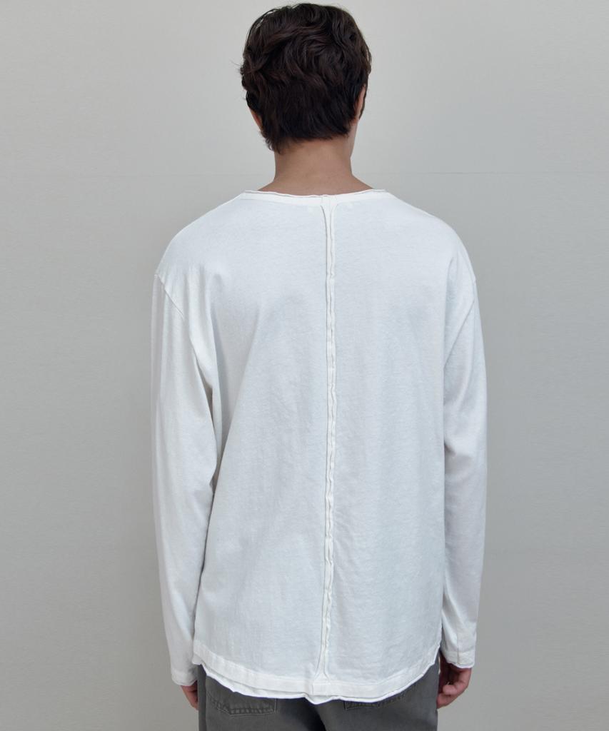 WEDNESDAY OASIS Raw Edge Long Sleeve T-Shirt_Ivory(Wb6Tp54)