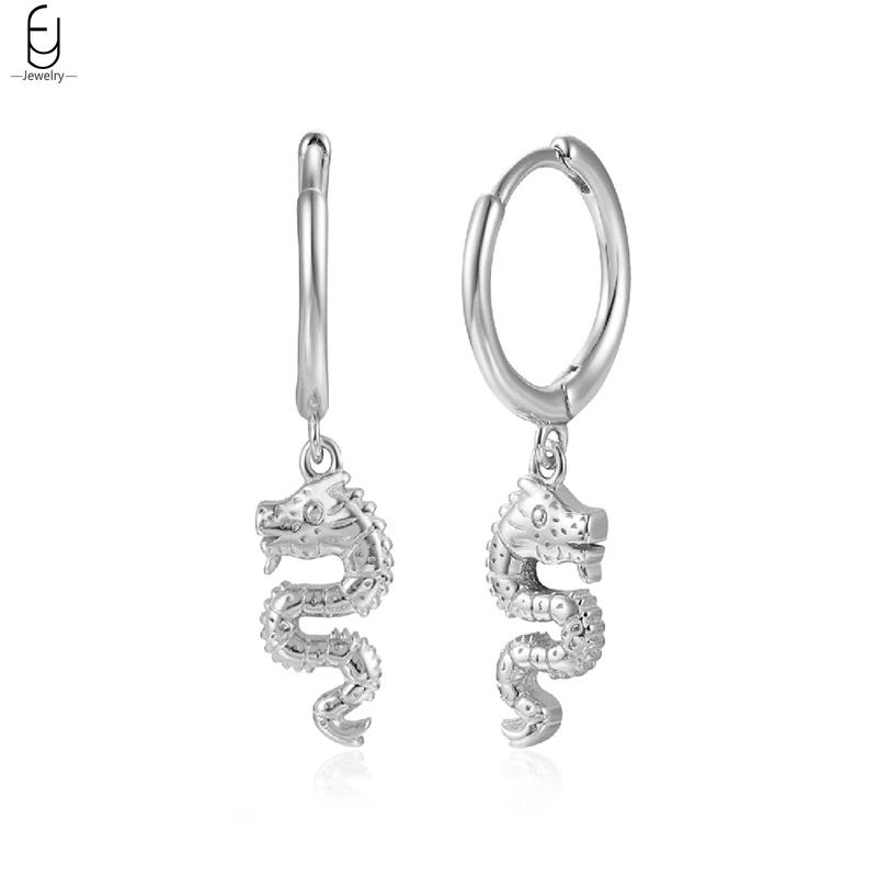 925 Silver Needle Vintage Snake Earrings Women Gold Round Ear Clips Punk Style Fashion Hoop Earrings Women Jewelry