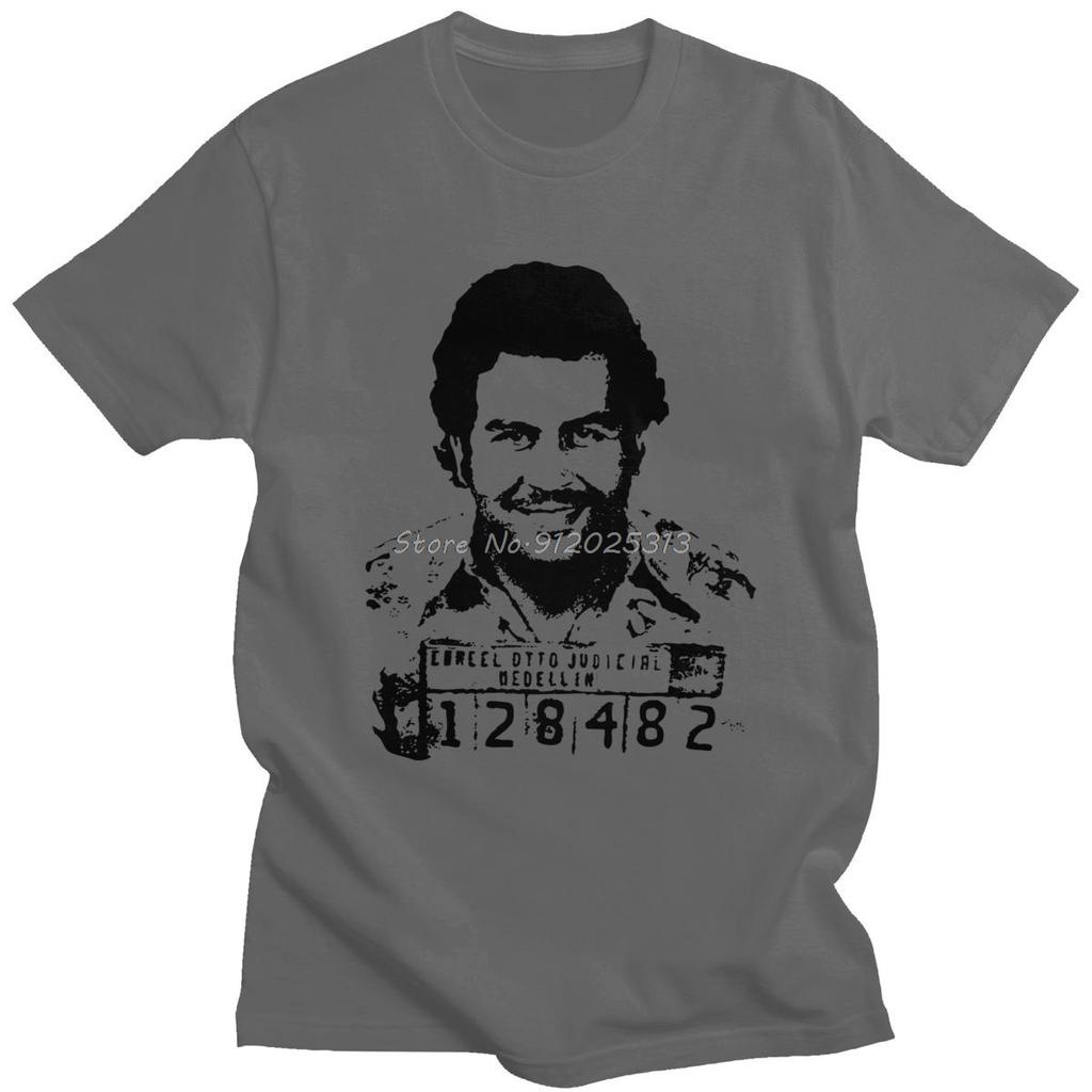 Pablo Escobar T-Shirt für Herren Baumwolle Stilvolles T-Shirt Rundhals Kurze Ärmel TV Narcos T-Shirt Slim Fit Kleidung