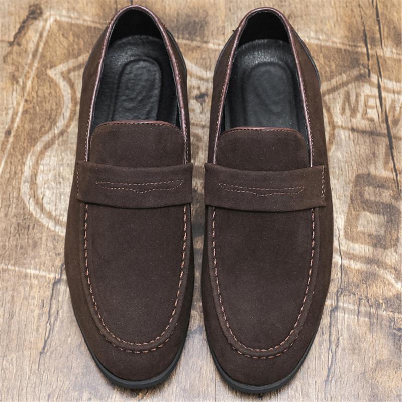 New Designer Gentleman Pointed Brown Black Wedding Formal Suede Leather Shoes For Men Casual Loafers Homecoming Dress Footwear