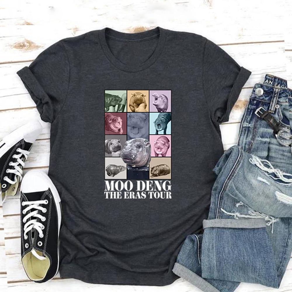 Moo Deng Hippo Eras Tour Shirt Baby Hippo Funny T Shirt Cute Moo Deng T-Shirt Women Graphic T Shirts Gift For Pet Lover