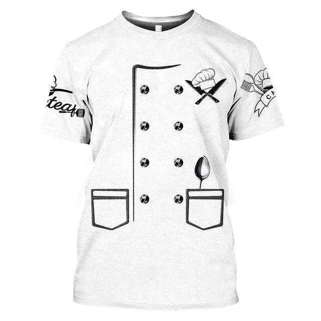 Chef T Shirt Fake Suit Cook Print Tee Summer Quick Dry Funny Uniform Oversized Short Sleeve Top High Quality O-neck Men T-Shirts
