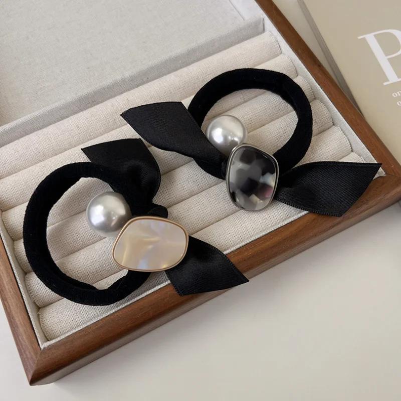 Elastic Hair Bands Scrunchies for Women Korean Style Pearl Bowknot Hair Rope Ties Hair Accessories Ponytail Holder Rubber Bands