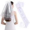 Bridal Bow Embroidery Pearl Veil Shoulder Strap Set Bride To Be Bachelorette Party Dress Up