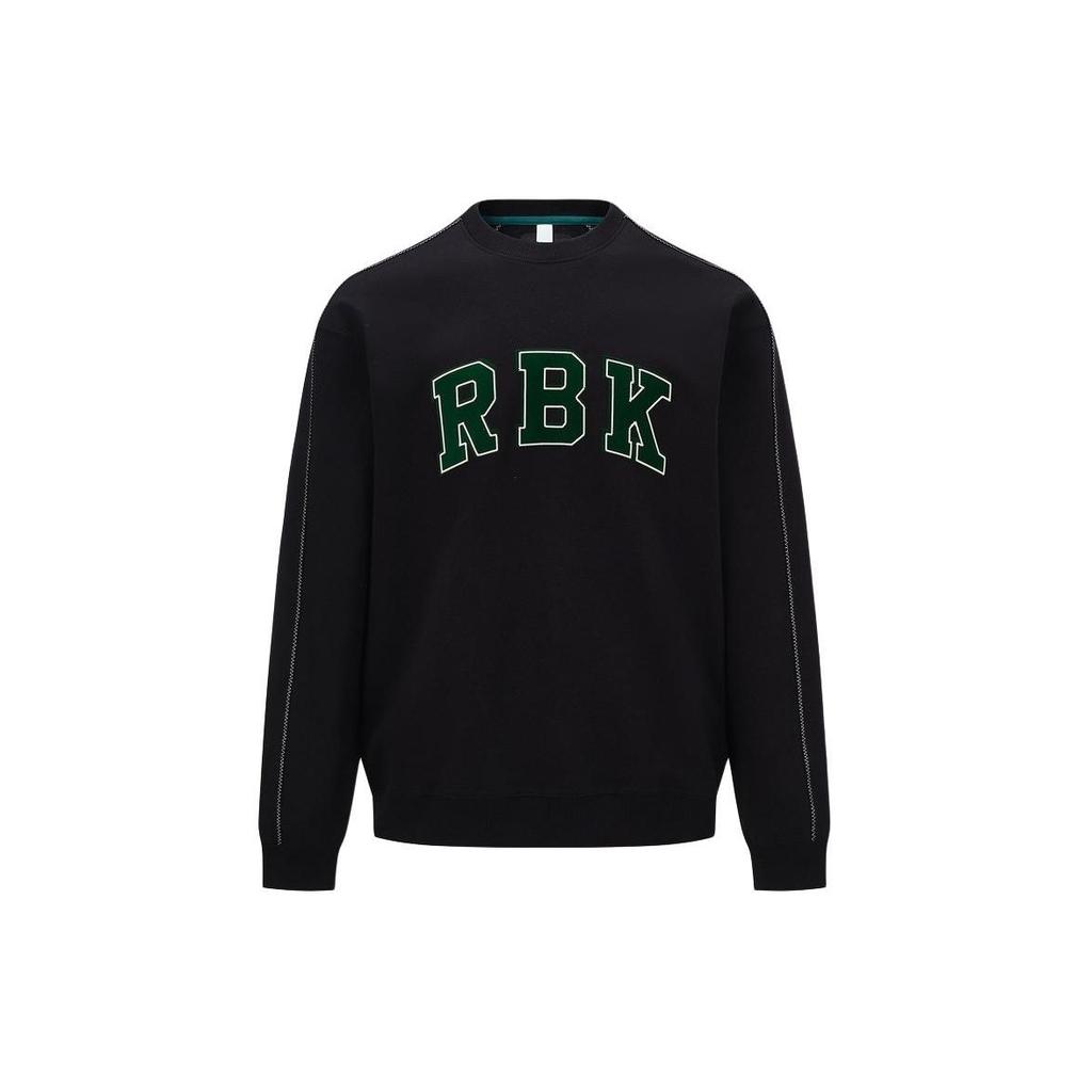 Reebok Letter Embroidery Casual Sports Knit Pullover Sweatshirt Unisex Sweatshirt Black 24SRC305UGH0