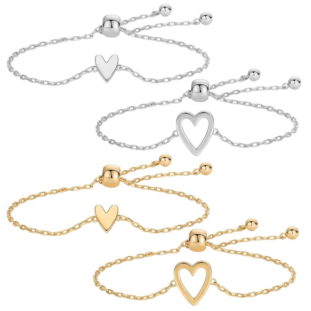 Fashionable Hollow Heart Charm Bracelet Stainless Steel Adjustable Chain Accessory Fashion Jewelry Gift for Her