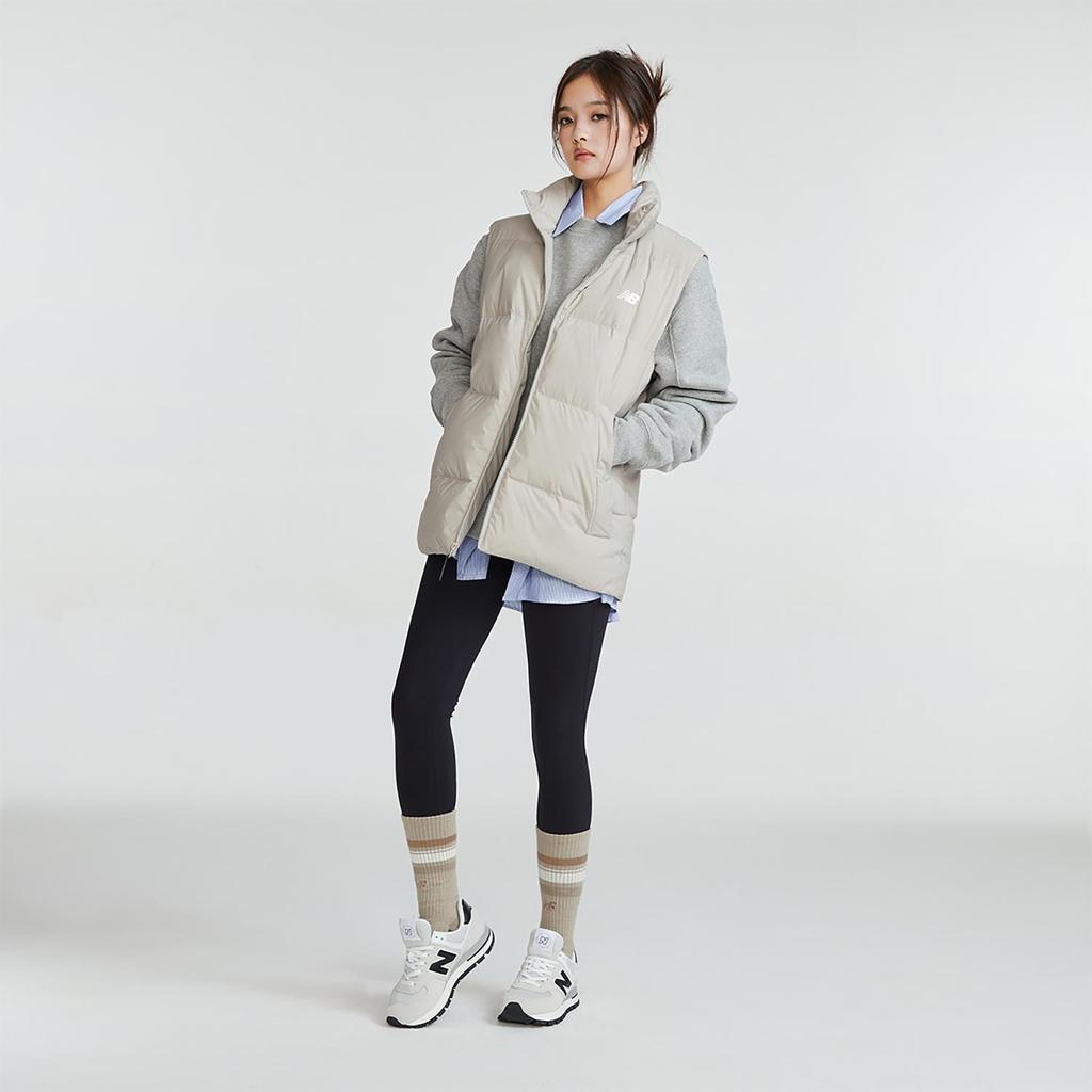 New Balance Down Vests Unisex Light Khaki Stand Collar Moderate (Unisex) Down Vests AMV34325 SEN