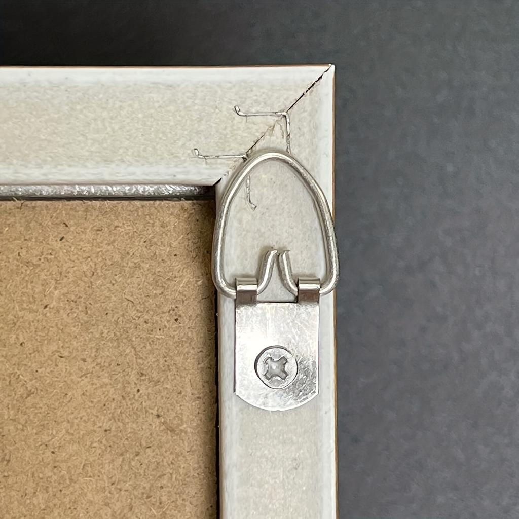 10pcs Metal D-Ring Picture Hangers with Screws - Durable Single Hole Hooks for Clocks, Paintings, Artwork, and Mirrors