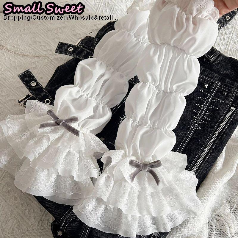 Y2K Girl Lolita jk Goth Women‘s sleeve cover Half finger yarn Tutu Gothic Lolita Arm Warmers Wrist Cuffs Lace Ruffled Gloves