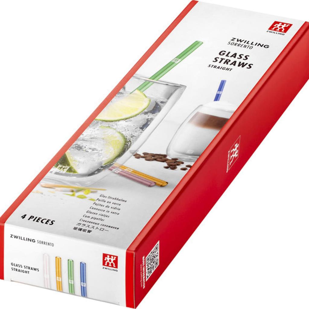ZWILLING Sorrento Straight Glass Set of Multicolor Straws, 5,