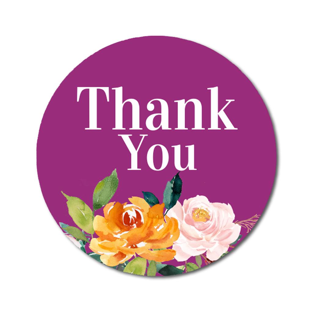 Darling Souvenir Personalized Floral Border Elegant 1.6 Inches Round Thank You Stickers DIY-45