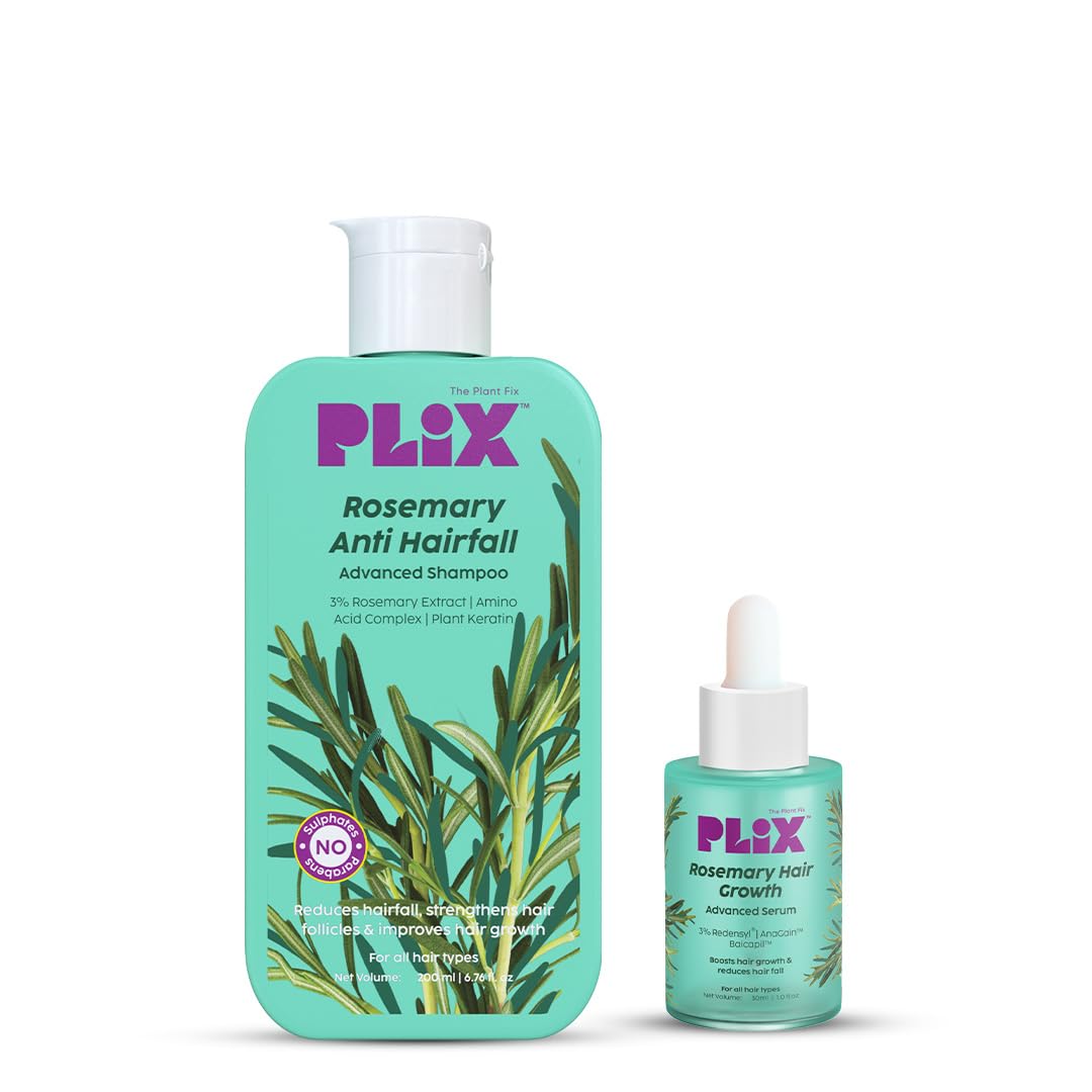 PLIX The Plant Fix Rosemary Advanced Anti Hair Fall Shampoo 200ml & Serum 30ml Pack of 2 for Stronger Hair