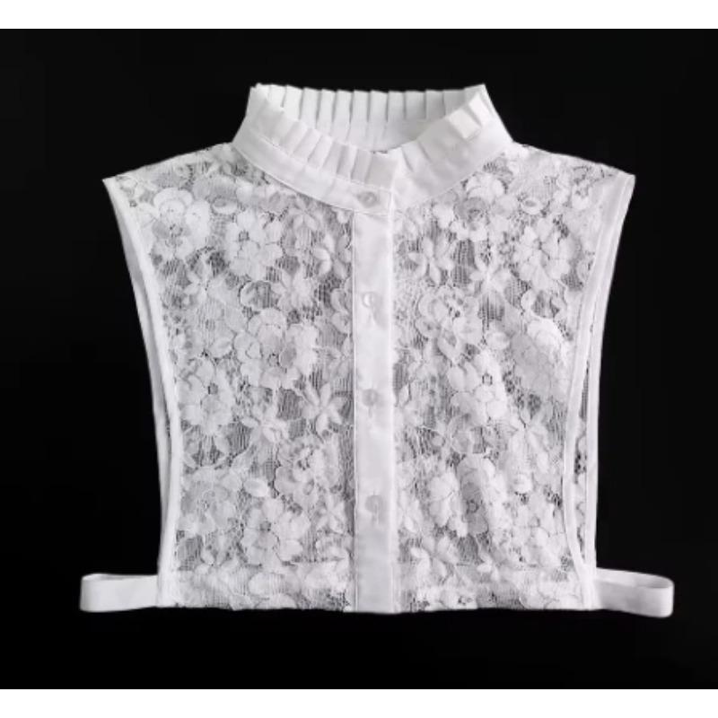 

Поддельный воротник Новый Женский Весенне-Осенний Универсальный Свитер Модный Тренд Кружево Шифон Популярный Западный Декоративный