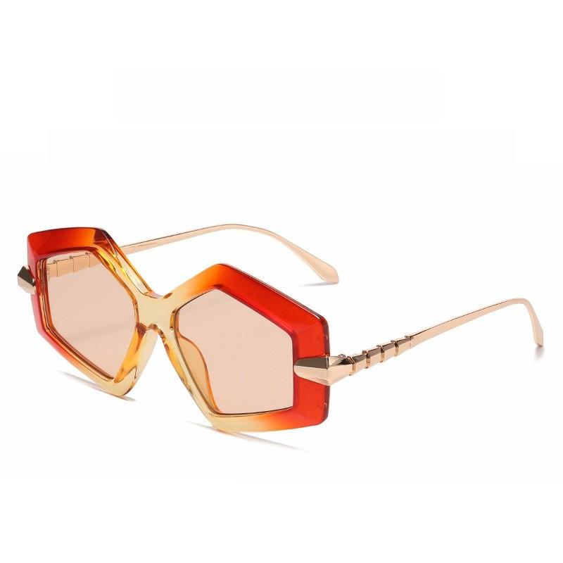 Snake Pattern Metal Frame Polygon Sunglasses With Uv400 Protection For Fashion Women And Outdoor Wear