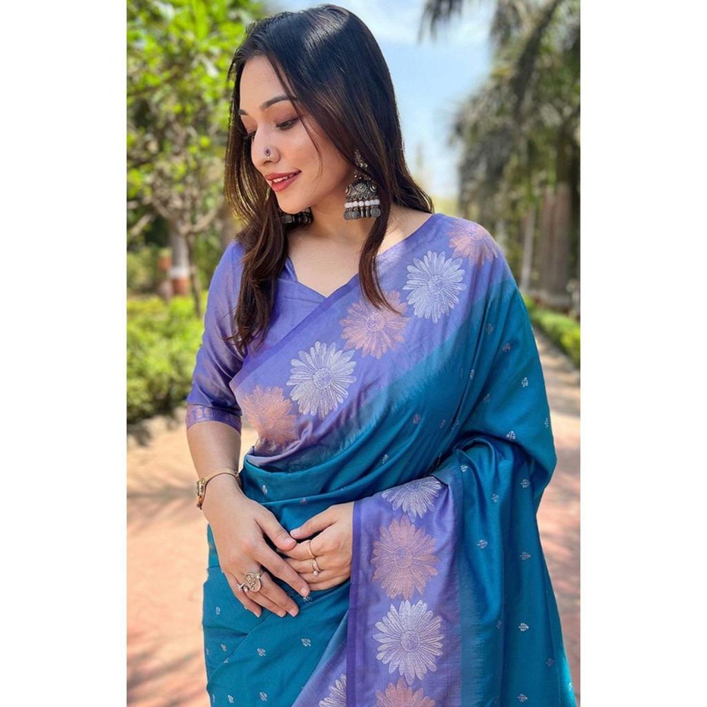 Beautiful Zari Work In Form of Traditional Motifs.  Elegantly Decorated with Gorgeous Solid Jacquard Weave That Gives a Perfect Look To the Outfit.