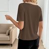 YYFS Women's Fashion Casual Summer Spring Colour Block Print Short Sleeve O-Neck Blouses & Shirts