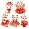2D Flat Goat Hanging Ornament Set Shining Artificial Rhinestone Animal Hanging Decoration Acrylic Simulation