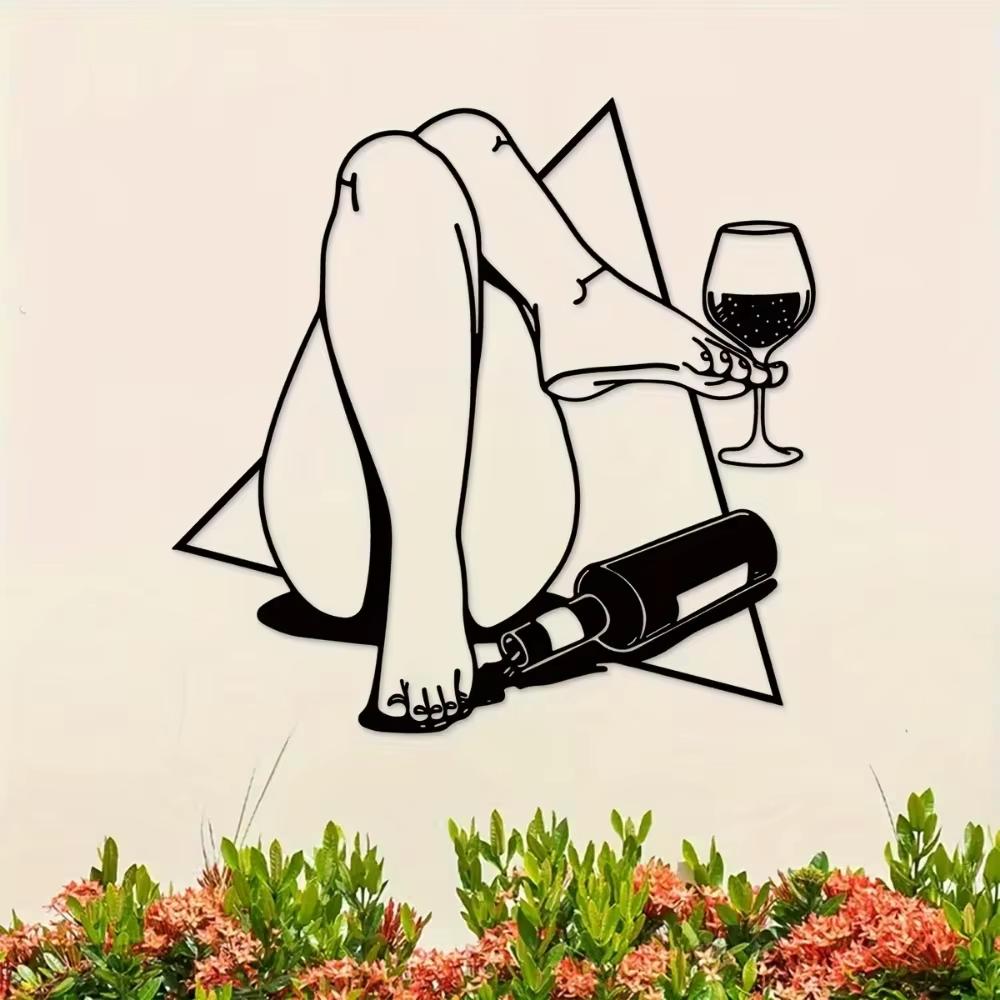 Artă de perete din metal fermecător de 1 bucată - Cyberpunk Wine Drinker. Un plus încântător pentru decorul barului de acasă și un cadou grozav de inaugurare a casei.