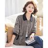 Past Mid-Aged Women's Plaid Lapel Jacket