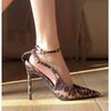 Fashion 2025 Ankle-wrap Women's Slingbacks High Heels Sexy Leopard Super High Thin Heels Buckle Strap Pumps for Plus Size Party Sandals