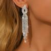 Cross Long Fringed Rhinestone Earrings Bridal Wedding Stage Atmosphere Exaggerated Earrings