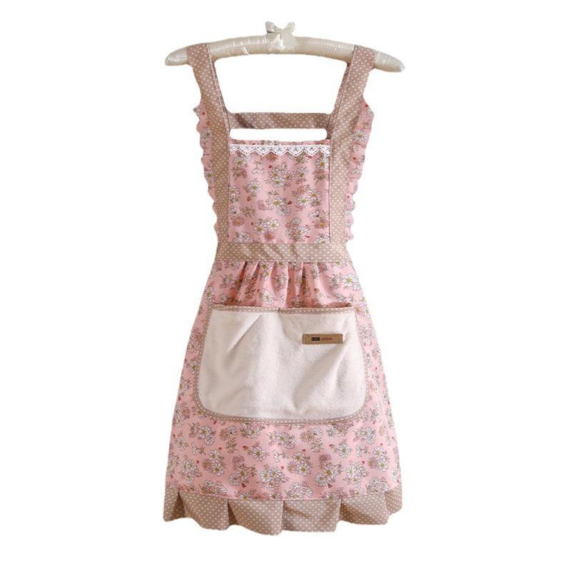 2025 Cute Women's Cotton Kitchen Apron with Custom Logo