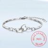 New Charms  Sterling Silver Bracelets Bangles for Women Valentine's Days Gift Cubic Zircon Double Heart Bracelet