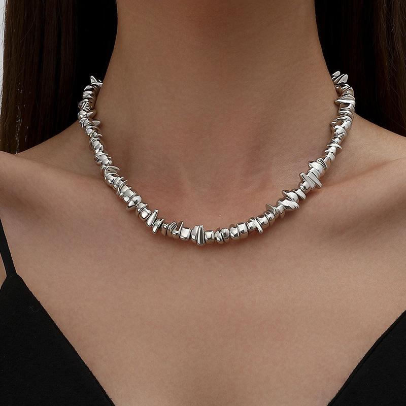 High sense elegant irregular CCB geometric love pendant necklace broken silver Choker party jewelry women