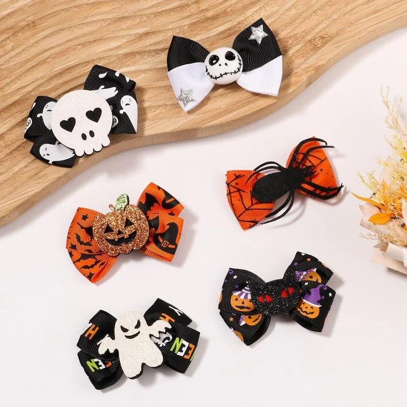1 Pcs Halloween Cartoon Spider Pumpkin Hair Clip Black Cat Skull Hair Accessories For Girls Day Dress Up Party Decor Gifts