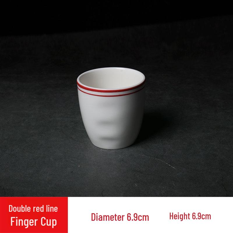 Red Line Ceramic Tableware Set: 5-Piece Hotel Dining Bowls, Plates & Hot Pot