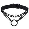 Punk Style Dark Leather Round Ring Choker Necklace - Black Chain Clavicle Neckband