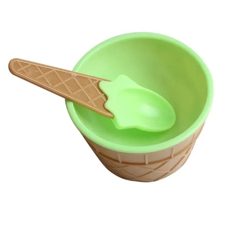 1Set Kids Ice Cream Bowl Spoon Set Durable Children Gifts Lovely Dessert Bowl DIY Ice Cream Tools Icecream Bowl+spoonfor Children Dessert Bowl Set