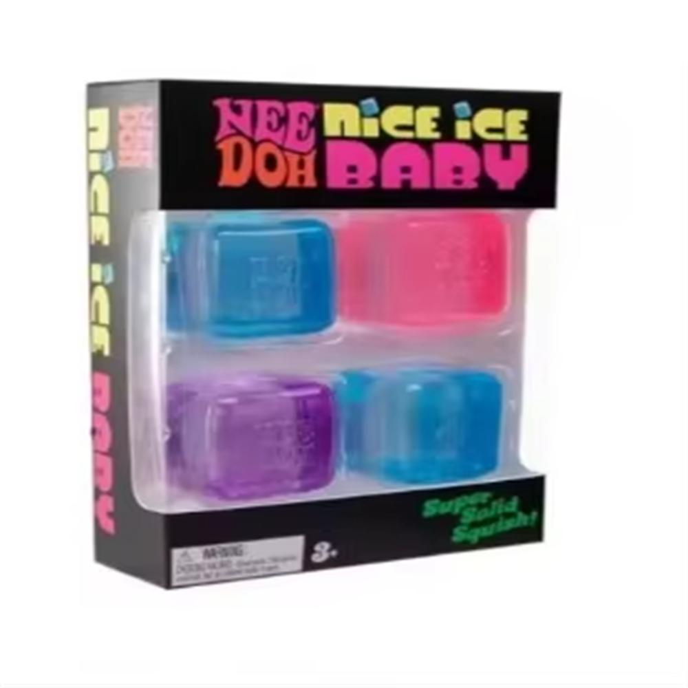 Schylling NeeDoh Nice Cube & Nice-Sicle Squishy Toy Sensory Stress Relief Squeeze Cube Anti-Anxiety Fidget Toy for Focus ADHD