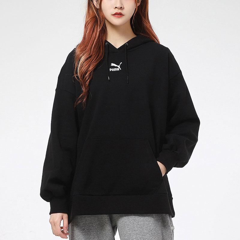 Puma Casual Sport Loose Long Sleeve Hoodie Women tops Black 532283-01