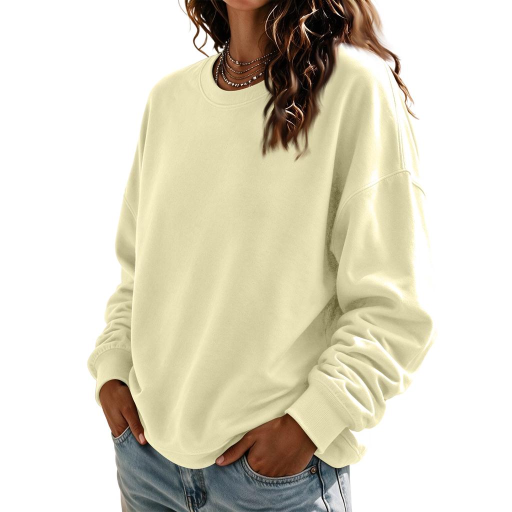 Women's Crewneck Sweatshirt Long Sleeve Color Casual Top for Everyday Wear