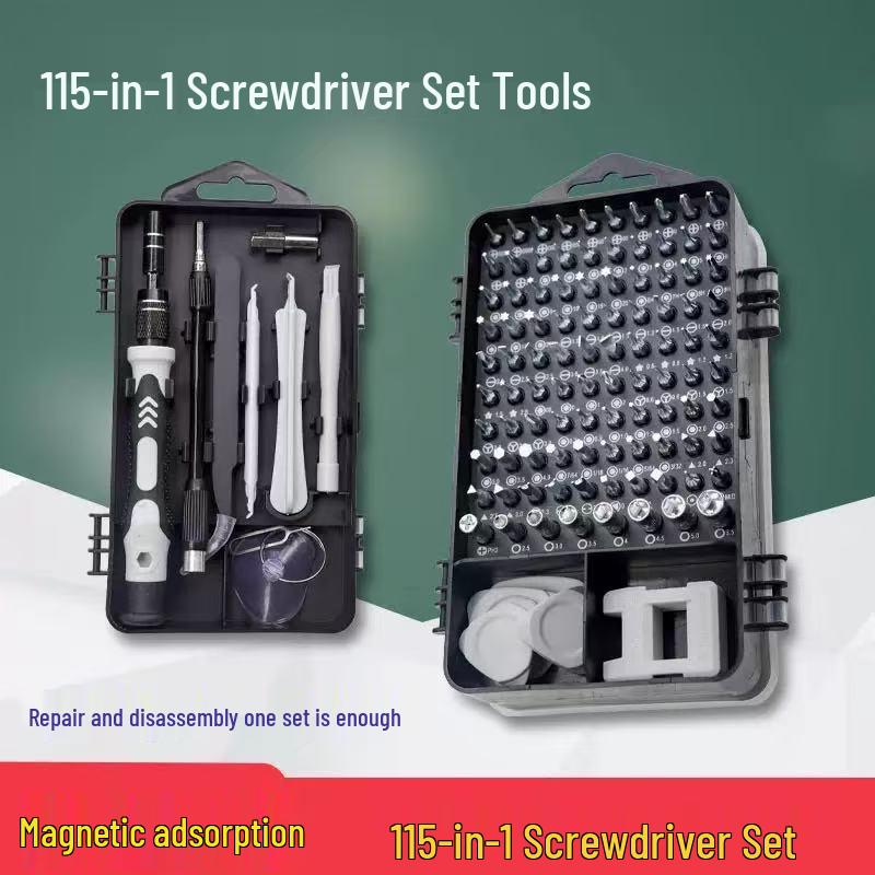 

115-Piece Tool Set for Watch, Computer, and Mobile Phone Repair with Screwdrivers