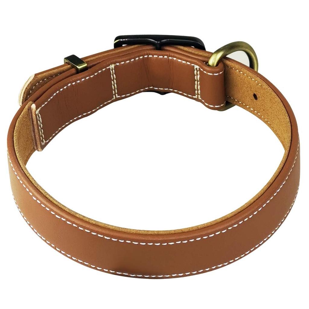 Beanspet Basic Dog Stylish and Cute Leather Prevents Hair from Getting Trapped Collar, Collar, (Brown, Large)