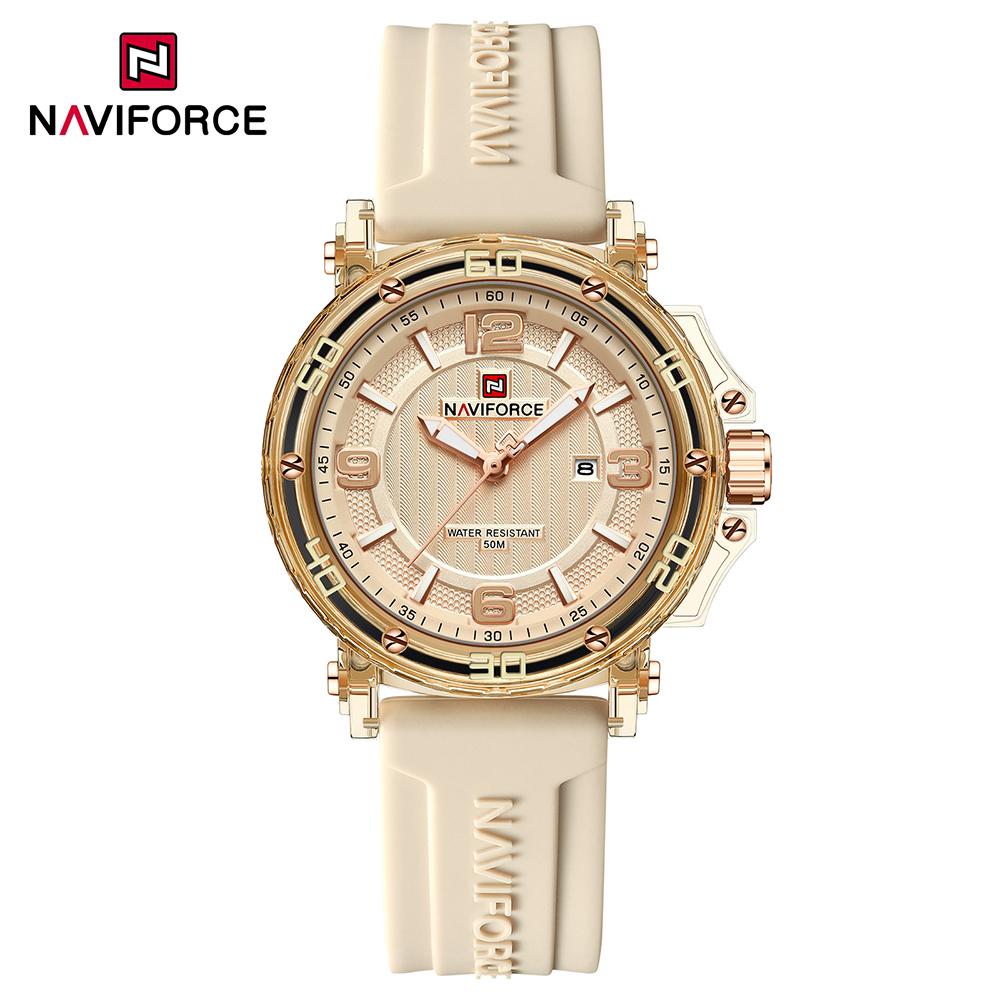 NAVIFORCE Original Women's Calendar Watch Lightweight Fashion Quartz Watch 50m Waterproof Luminous Pointer Women's Casual Watch NF7125