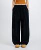 LEMAIN SECOND Linen-Like Elastic Waist Wide Pants [Black]