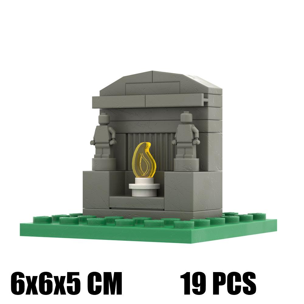Hell'S Gate Small Particles Building Block Scene Fence Landscape Halloween Haunted House Modular Ornament