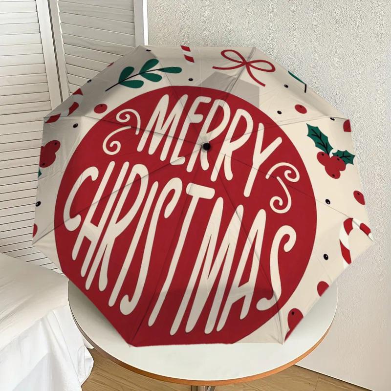

1pc Merry Christmas Ornament Umbrella with Plastic Handle,Suitable for All Seasons Home Travel Outdoor UmbrellaDD216
