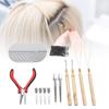 Hair Extension Tool Kit Silicone Rings Hair Pliers Pulling Needle Hook Needle Transparent Heat Prote