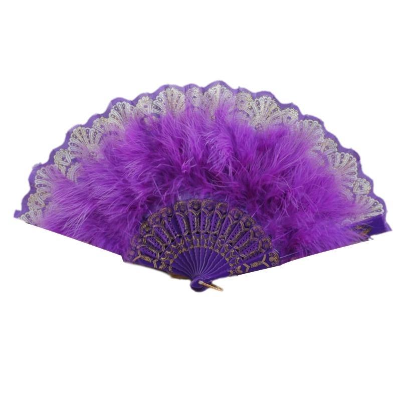  Women's Feathered Fan Vintage 1920s Styles Flapper Folding Handheld Lace Fan for Wedding and Halloween Cosplay Party